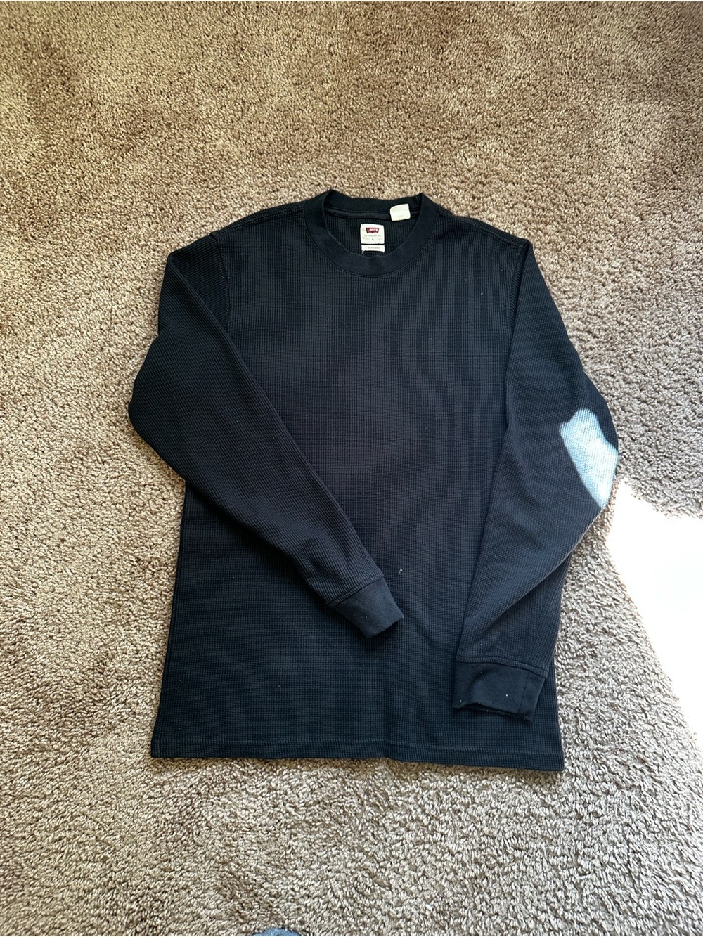 Levi's Men's Black Long Sleeve Waffle Thermal Crewneck